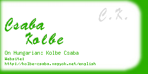 csaba kolbe business card